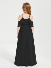 Off-the-Shoulder Long Dresses for Junior Bridesmaids Black