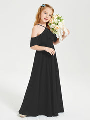 Off-the-Shoulder Long Dresses for Junior Bridesmaids Black