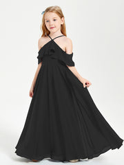 Off-the-Shoulder Long Dresses for Junior Bridesmaids Black