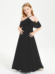 Off-the-Shoulder Long Dresses for Junior Bridesmaids Black