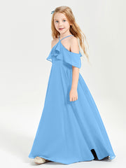 Off-the-Shoulder Long Dresses for Junior Bridesmaids Blue