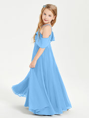 Off-the-Shoulder Long Dresses for Junior Bridesmaids Blue