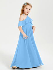 Off-the-Shoulder Long Dresses for Junior Bridesmaids Blue