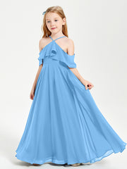 Off-the-Shoulder Long Dresses for Junior Bridesmaids Blue