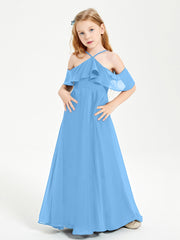 Off-the-Shoulder Long Dresses for Junior Bridesmaids Blue