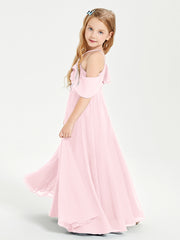 Off-the-Shoulder Long Dresses for Junior Bridesmaids Blushing Pink