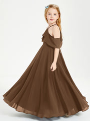 Off-the-Shoulder Long Dresses for Junior Bridesmaids Brown