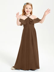 Off-the-Shoulder Long Dresses for Junior Bridesmaids Brown