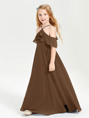 Off-the-Shoulder Long Dresses for Junior Bridesmaids Brown
