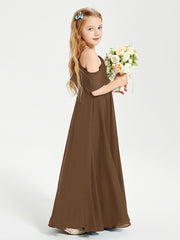 Off-the-Shoulder Long Dresses for Junior Bridesmaids Brown