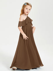 Off-the-Shoulder Long Dresses for Junior Bridesmaids Brown