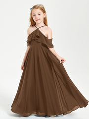 Off-the-Shoulder Long Dresses for Junior Bridesmaids Brown