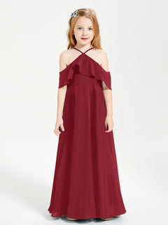 Off-the-Shoulder Long Dresses for Junior Bridesmaids Burgundy