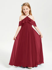 Off-the-Shoulder Long Dresses for Junior Bridesmaids Burgundy