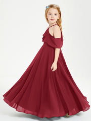 Off-the-Shoulder Long Dresses for Junior Bridesmaids Burgundy