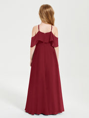 Off-the-Shoulder Long Dresses for Junior Bridesmaids Burgundy