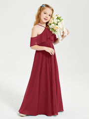 Off-the-Shoulder Long Dresses for Junior Bridesmaids Burgundy