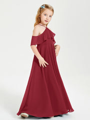 Off-the-Shoulder Long Dresses for Junior Bridesmaids Burgundy