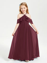 Off-the-Shoulder Long Dresses for Junior Bridesmaids Cabernet