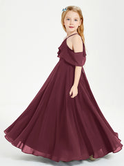 Off-the-Shoulder Long Dresses for Junior Bridesmaids Cabernet