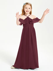 Off-the-Shoulder Long Dresses for Junior Bridesmaids Cabernet