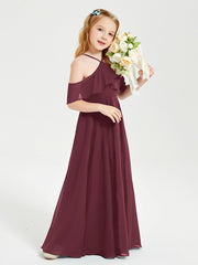 Off-the-Shoulder Long Dresses for Junior Bridesmaids Cabernet