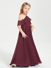 Off-the-Shoulder Long Dresses for Junior Bridesmaids Cabernet