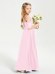 Off-the-Shoulder Long Dresses for Junior Bridesmaids Candy Pink