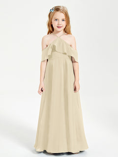 Off-the-Shoulder Long Dresses for Junior Bridesmaids Champagne