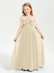 Off-the-Shoulder Long Dresses for Junior Bridesmaids Champagne