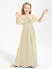 Off-the-Shoulder Long Dresses for Junior Bridesmaids Champagne