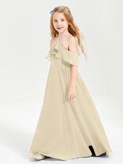 Off-the-Shoulder Long Dresses for Junior Bridesmaids Champagne