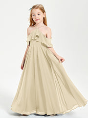 Off-the-Shoulder Long Dresses for Junior Bridesmaids Champagne