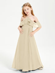 Off-the-Shoulder Long Dresses for Junior Bridesmaids Champagne