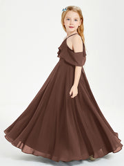 Off-the-Shoulder Long Dresses for Junior Bridesmaids Chocolate