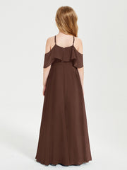 Off-the-Shoulder Long Dresses for Junior Bridesmaids Chocolate