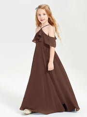 Off-the-Shoulder Long Dresses for Junior Bridesmaids Chocolate