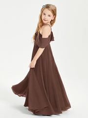 Off-the-Shoulder Long Dresses for Junior Bridesmaids Chocolate