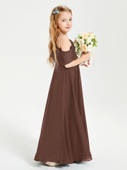 Off-the-Shoulder Long Dresses for Junior Bridesmaids Chocolate