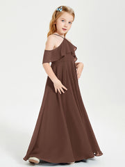 Off-the-Shoulder Long Dresses for Junior Bridesmaids Chocolate