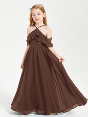 Off-the-Shoulder Long Dresses for Junior Bridesmaids Chocolate