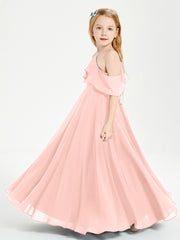Off-the-Shoulder Long Dresses for Junior Bridesmaids Coral