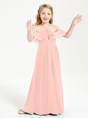Off-the-Shoulder Long Dresses for Junior Bridesmaids Coral