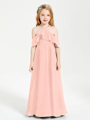 Off-the-Shoulder Long Dresses for Junior Bridesmaids Coral