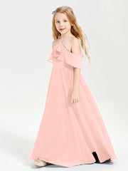 Off-the-Shoulder Long Dresses for Junior Bridesmaids Coral