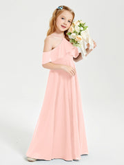 Off-the-Shoulder Long Dresses for Junior Bridesmaids Coral