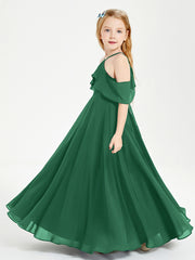 Off-the-Shoulder Long Dresses for Junior Bridesmaids Dark Green