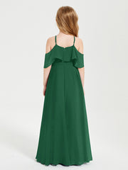 Off-the-Shoulder Long Dresses for Junior Bridesmaids Dark Green