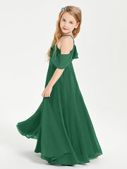 Off-the-Shoulder Long Dresses for Junior Bridesmaids Dark Green