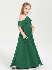 Off-the-Shoulder Long Dresses for Junior Bridesmaids Dark Green